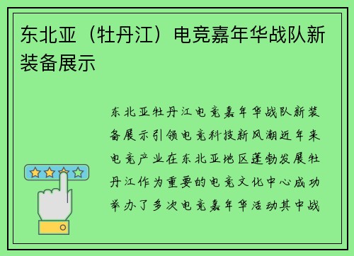 东北亚（牡丹江）电竞嘉年华战队新装备展示